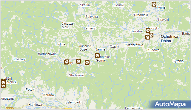 mapa Ochotnica Górna, Ochotnica Górna na mapie Targeo