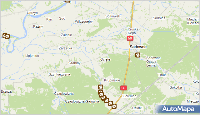 mapa Ocięte, Ocięte na mapie Targeo