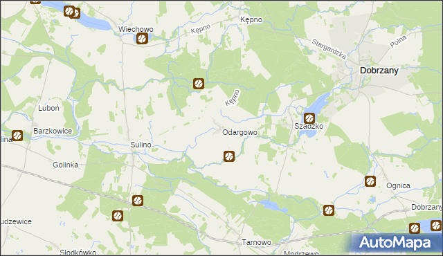 mapa Odargowo gmina Dobrzany, Odargowo gmina Dobrzany na mapie Targeo