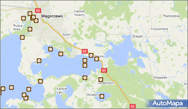 mapa Ogonki gmina Węgorzewo, Ogonki gmina Węgorzewo na mapie Targeo