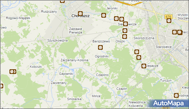 mapa Ogrodniki gmina Choroszcz, Ogrodniki gmina Choroszcz na mapie Targeo