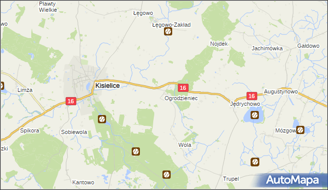 mapa Ogrodzieniec gmina Kisielice, Ogrodzieniec gmina Kisielice na mapie Targeo