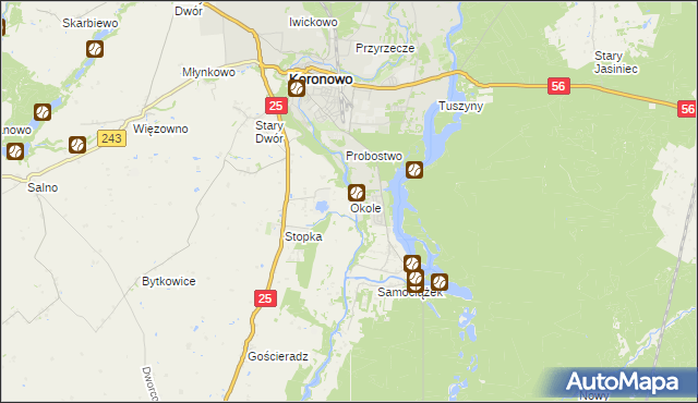 mapa Okole gmina Koronowo, Okole gmina Koronowo na mapie Targeo