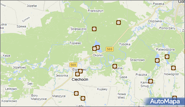 mapa Okonin gmina Ciechocin, Okonin gmina Ciechocin na mapie Targeo
