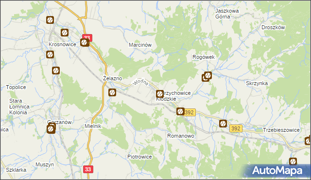 mapa Ołdrzychowice Kłodzkie, Ołdrzychowice Kłodzkie na mapie Targeo