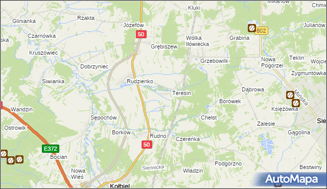 mapa Oleksin gmina Kołbiel, Oleksin gmina Kołbiel na mapie Targeo