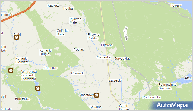 mapa Olszanka gmina Nowinka, Olszanka gmina Nowinka na mapie Targeo