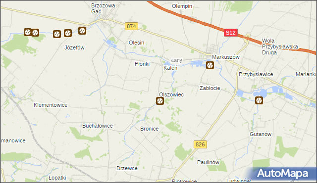 mapa Olszowiec gmina Markuszów, Olszowiec gmina Markuszów na mapie Targeo