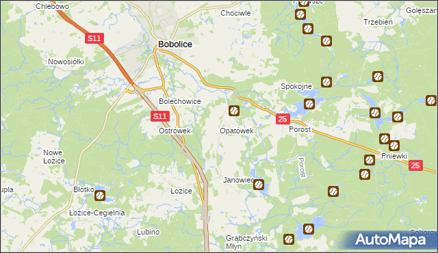 mapa Opatówek gmina Bobolice, Opatówek gmina Bobolice na mapie Targeo