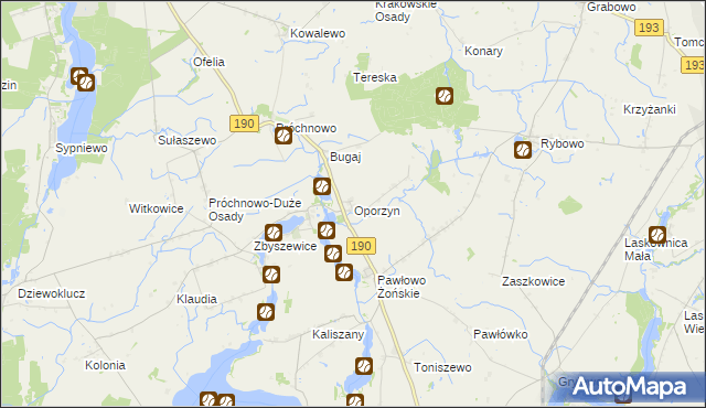 mapa Oporzyn, Oporzyn na mapie Targeo