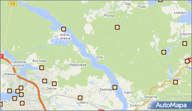 mapa Orlik gmina Łukta, Orlik gmina Łukta na mapie Targeo