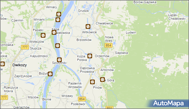 mapa Orzechów gmina Radomyśl nad Sanem, Orzechów gmina Radomyśl nad Sanem na mapie Targeo