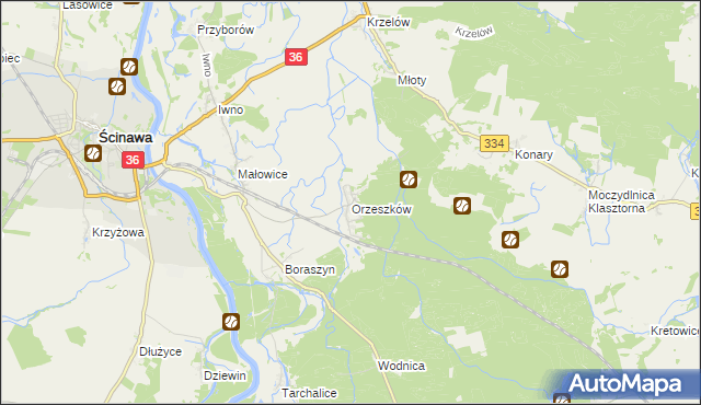 mapa Orzeszków gmina Wińsko, Orzeszków gmina Wińsko na mapie Targeo