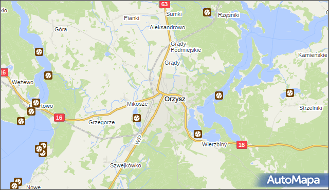 mapa Orzysz, Orzysz na mapie Targeo