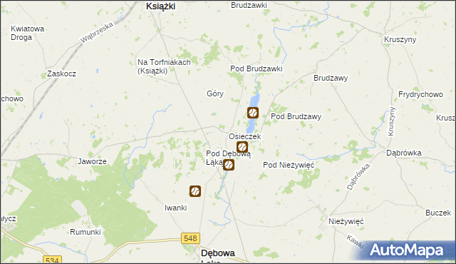 mapa Osieczek gmina Książki, Osieczek gmina Książki na mapie Targeo