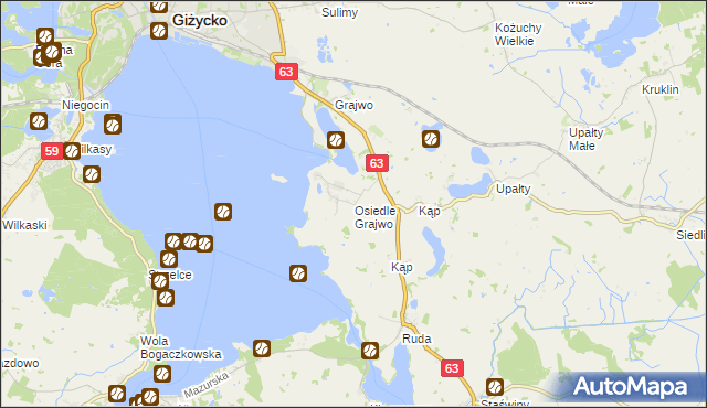 mapa Osiedle Grajwo, Osiedle Grajwo na mapie Targeo