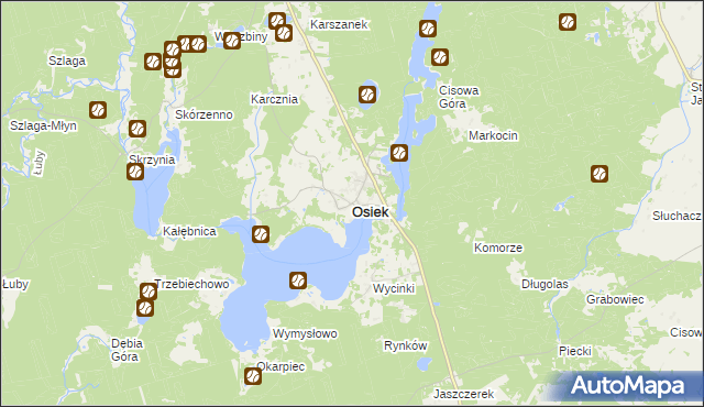 mapa Osiek powiat starogardzki, Osiek powiat starogardzki na mapie Targeo