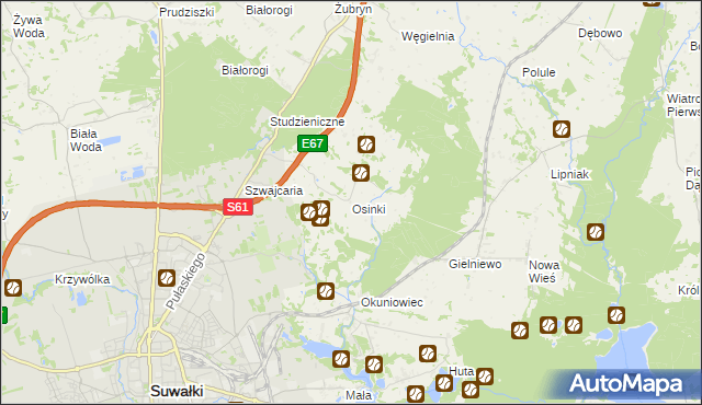 mapa Osinki gmina Suwałki, Osinki gmina Suwałki na mapie Targeo