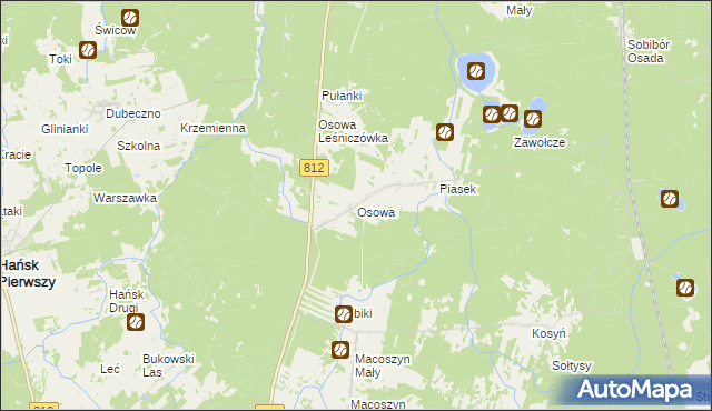 mapa Osowa gmina Hańsk, Osowa gmina Hańsk na mapie Targeo