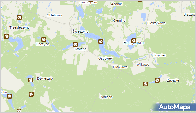 mapa Ostrówek gmina Koczała, Ostrówek gmina Koczała na mapie Targeo