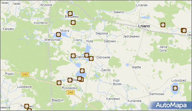 mapa Ostrowite gmina Lniano, Ostrowite gmina Lniano na mapie Targeo