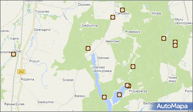 mapa Ostrowo gmina Strzelno, Ostrowo gmina Strzelno na mapie Targeo