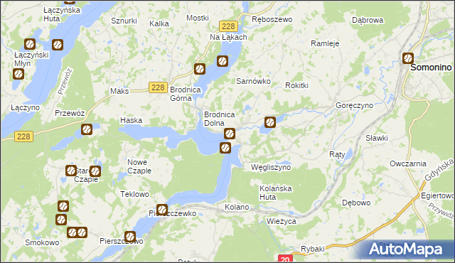 mapa Ostrzyce gmina Somonino, Ostrzyce gmina Somonino na mapie Targeo