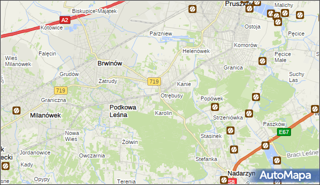 mapa Otrębusy, Otrębusy na mapie Targeo