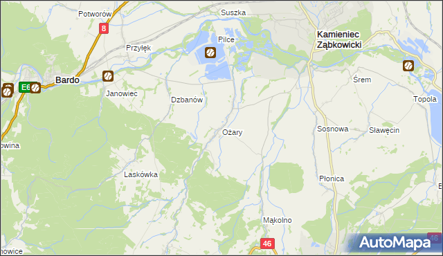 mapa Ożary, Ożary na mapie Targeo