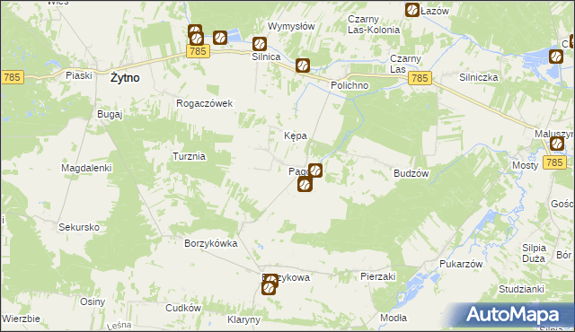 mapa Pągów gmina Żytno, Pągów gmina Żytno na mapie Targeo