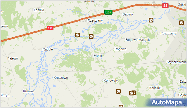 mapa Pańki gmina Choroszcz, Pańki gmina Choroszcz na mapie Targeo