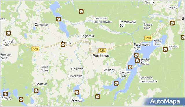 mapa Parchowo powiat bytowski, Parchowo powiat bytowski na mapie Targeo