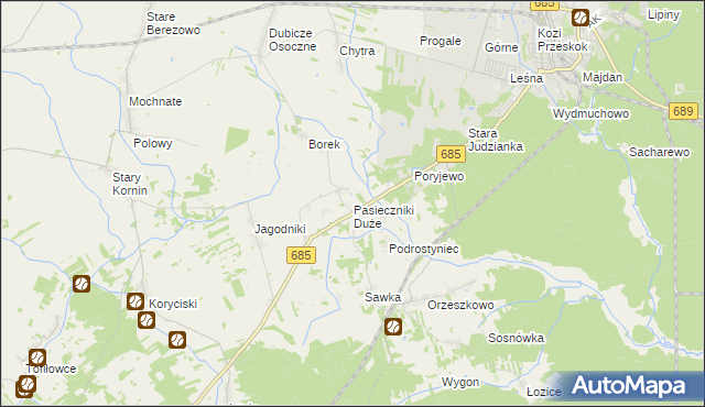 mapa Pasieczniki Duże, Pasieczniki Duże na mapie Targeo