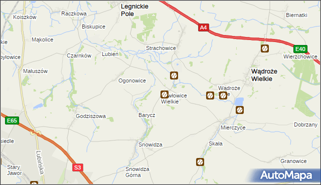 mapa Pawłowice Wielkie, Pawłowice Wielkie na mapie Targeo