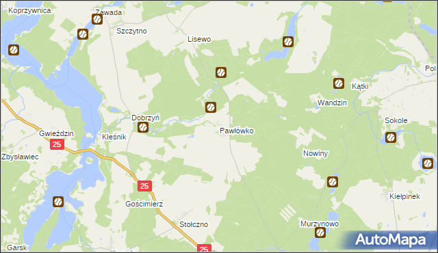 mapa Pawłówko gmina Przechlewo, Pawłówko gmina Przechlewo na mapie Targeo