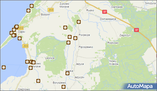 mapa Pęciszewko, Pęciszewko na mapie Targeo