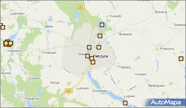 mapa Pełczyce powiat choszczeński, Pełczyce powiat choszczeński na mapie Targeo