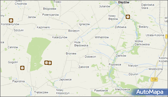 mapa Pelinów gmina Błędów, Pelinów gmina Błędów na mapie Targeo