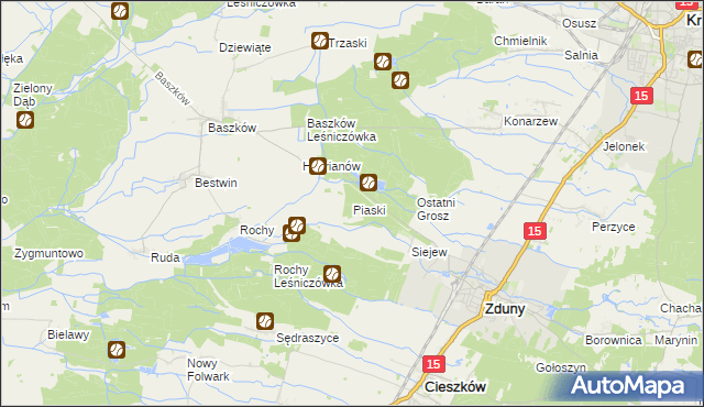 mapa Piaski gmina Zduny, Piaski gmina Zduny na mapie Targeo