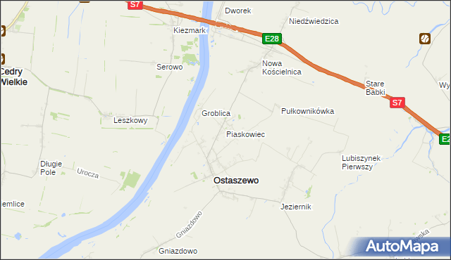 mapa Piaskowiec gmina Ostaszewo, Piaskowiec gmina Ostaszewo na mapie Targeo