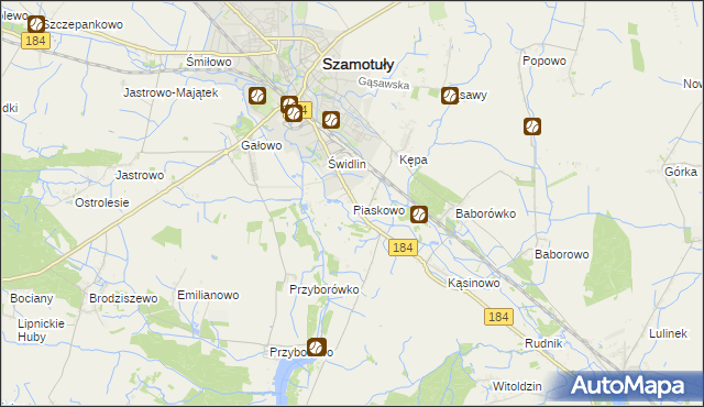 mapa Piaskowo gmina Szamotuły, Piaskowo gmina Szamotuły na mapie Targeo