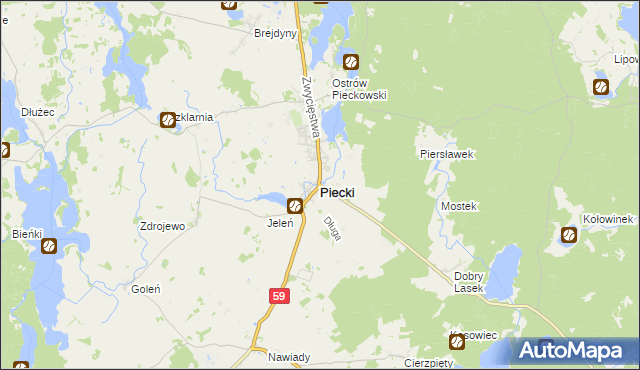 mapa Piecki powiat mrągowski, Piecki powiat mrągowski na mapie Targeo