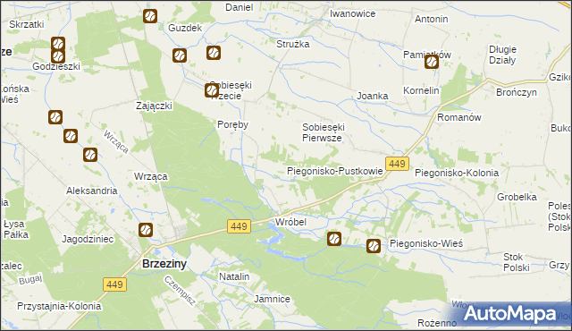 mapa Piegonisko-Pustkowie, Piegonisko-Pustkowie na mapie Targeo