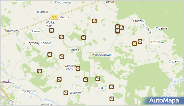 mapa Pieńczykówek, Pieńczykówek na mapie Targeo