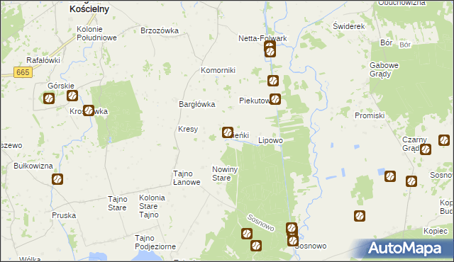 mapa Pieńki gmina Bargłów Kościelny, Pieńki gmina Bargłów Kościelny na mapie Targeo