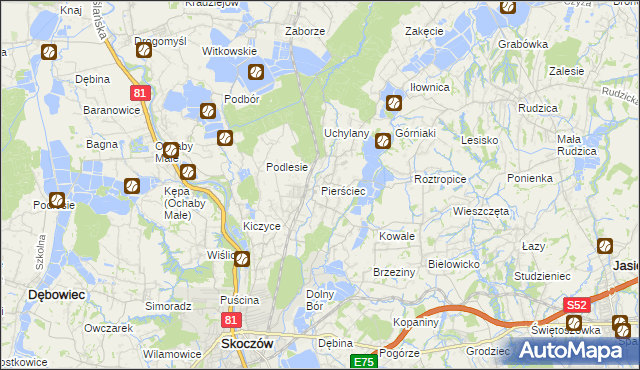 mapa Pierściec, Pierściec na mapie Targeo