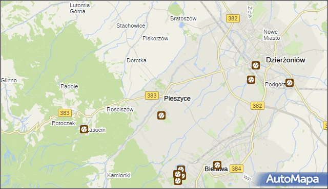 mapa Pieszyce, Pieszyce na mapie Targeo