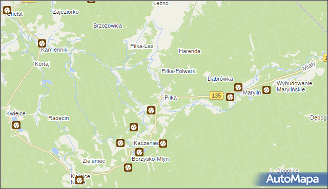 mapa Piłka gmina Drawsko, Piłka gmina Drawsko na mapie Targeo