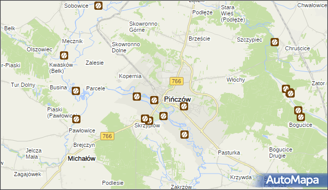 mapa Pińczów, Pińczów na mapie Targeo