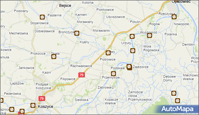 mapa Piotrowice gmina Koszyce, Piotrowice gmina Koszyce na mapie Targeo